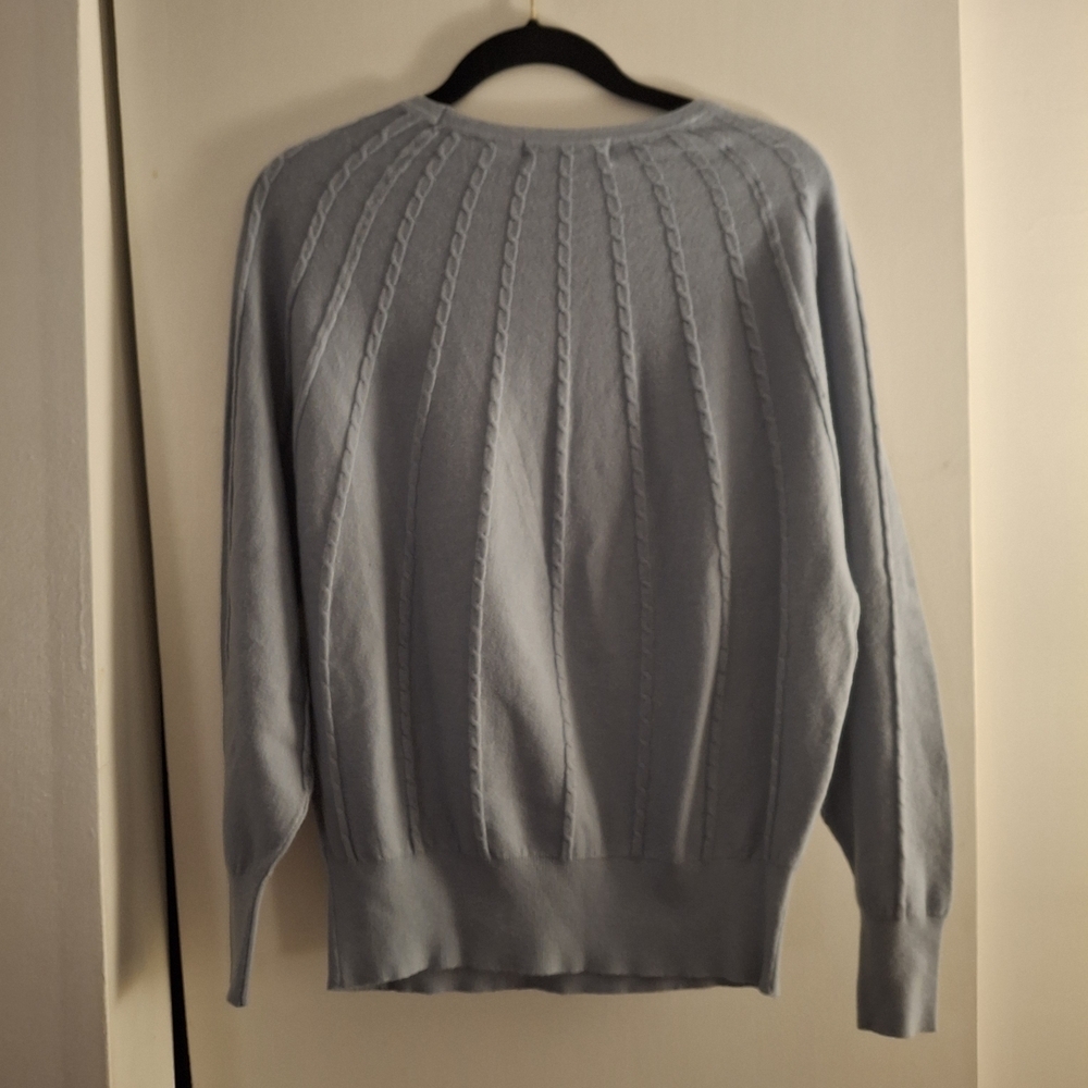 Tahari Women's Soft Blue Cable Knit Sweater - Picture 2 of 8
